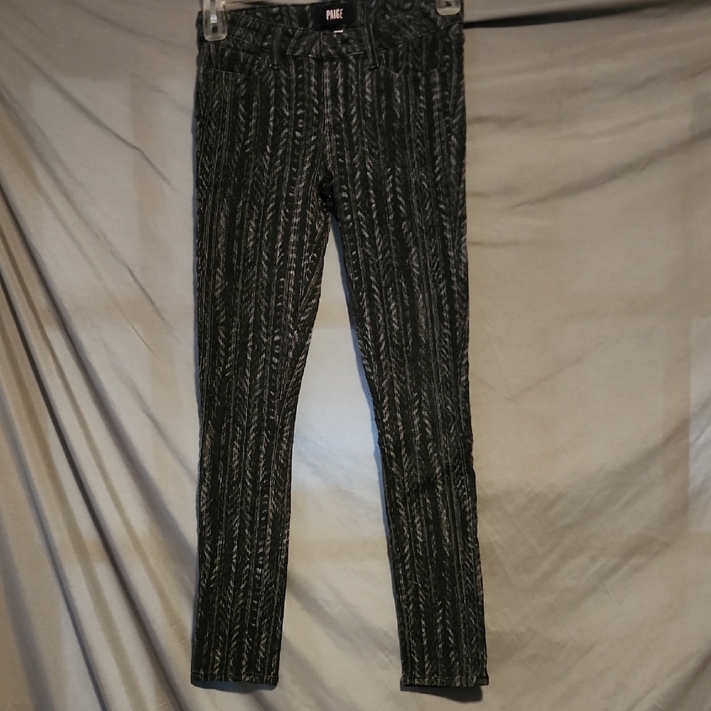 PAIGE Black and Gray Patterned Skinny Pants